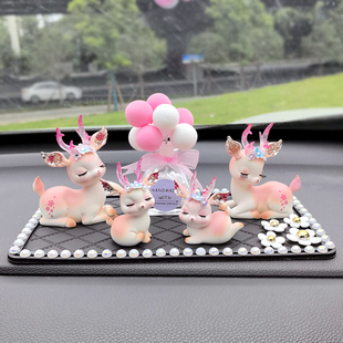 镶钻车载前面摆件气球可爱一路平安鹿女神款车内饰品汽车装饰用品