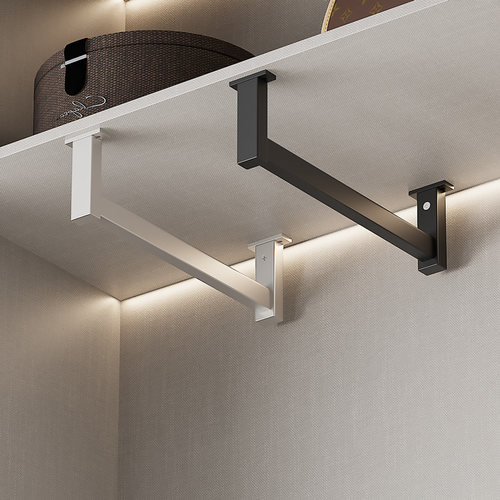 衣柜挂衣杆顶装u型伸缩挂衣横杆