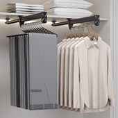 抽拉多功能裤 子滑轨顶装 抽家用收纳衣架五金 架衣柜内置挂裤 伸缩裤