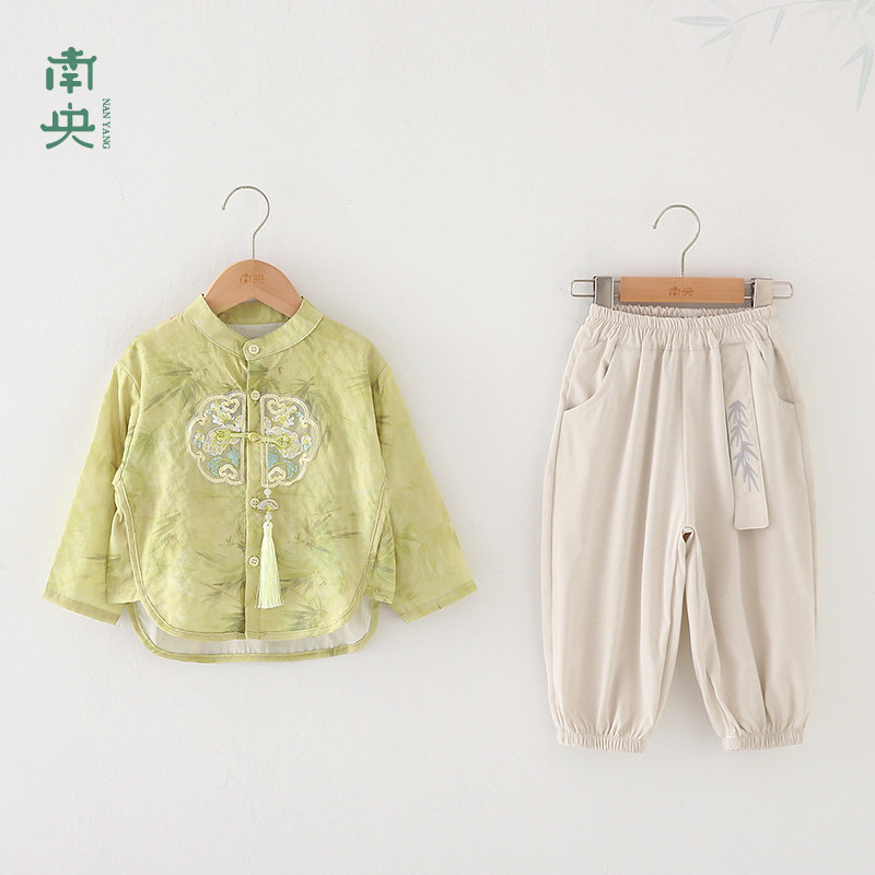 中秋服装儿童汉服男童新中式小少爷套装春秋季宝宝古装国风小男孩