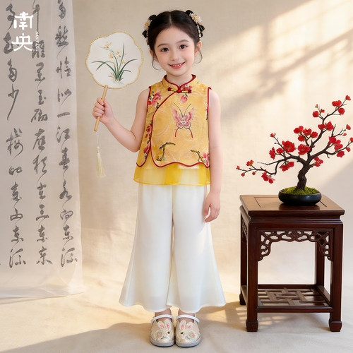 夏天女童汉服背心套装小女孩超仙