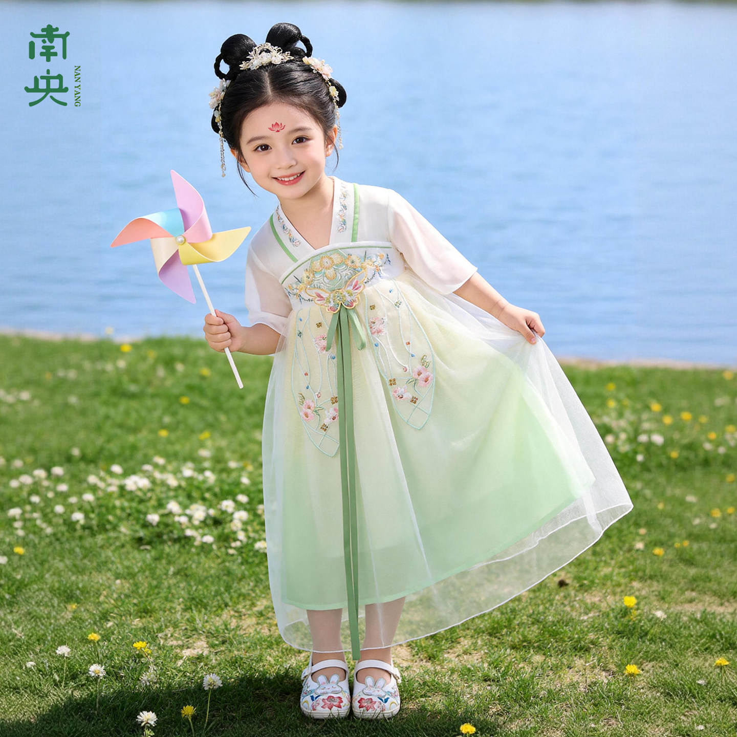 仙气飘飘国风汉服女童襦裙夏季儿童超仙连衣裙宝宝短袖古装裙子