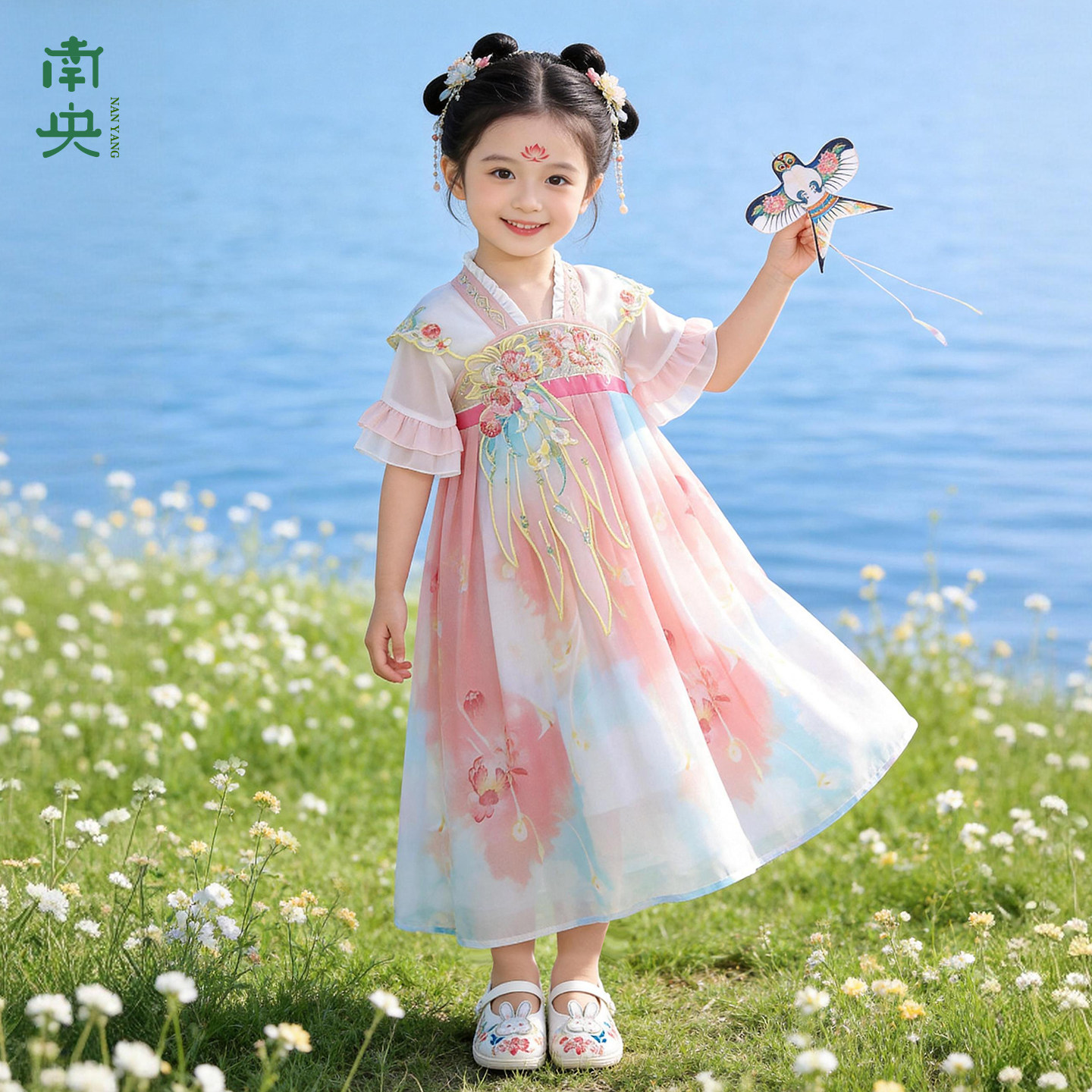 汉服女童襦裙夏季薄款短袖古风连衣裙儿童中国风裙子小女孩演出服