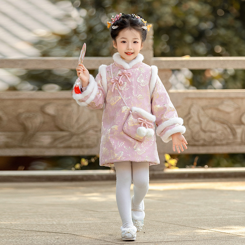 中国风旗袍女童拜年服棉衣儿童