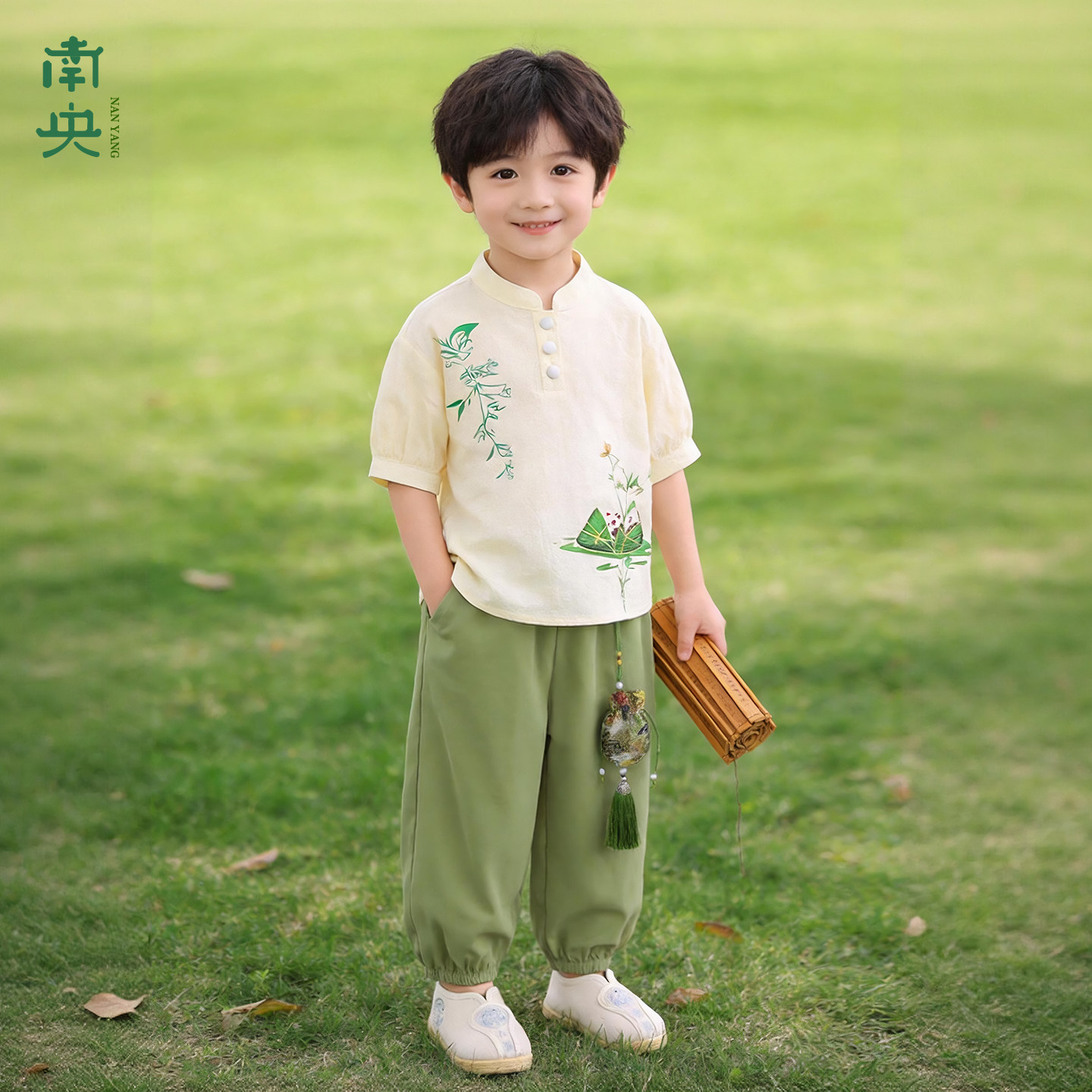 儿童纯棉新中式套装夏季薄款汉服图片