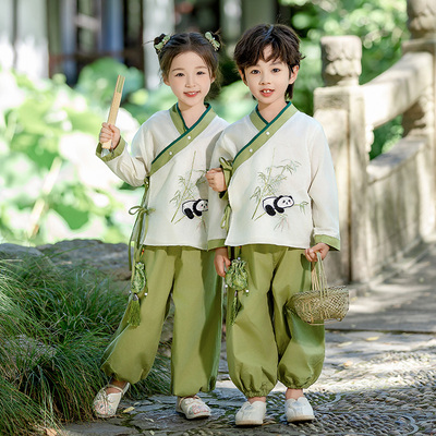 女童日常可穿汉服男童国风套装