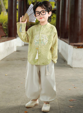 中秋服装儿童汉服男童新中式套装