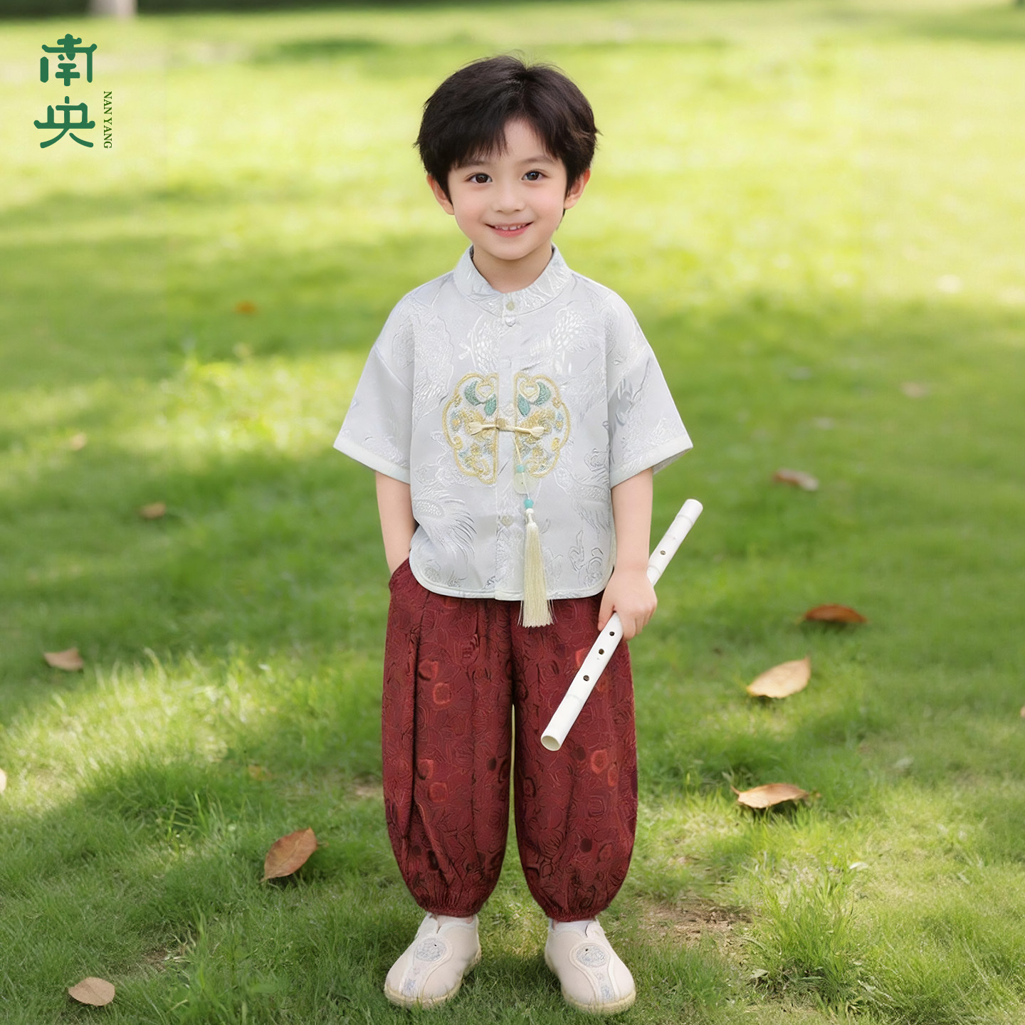 日常可穿汉服男童短袖儿童新中式图片