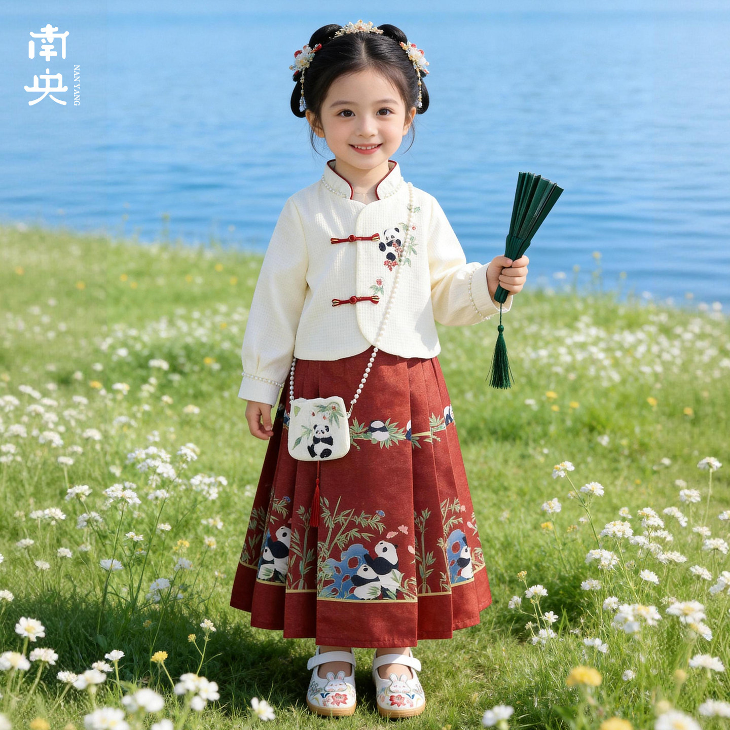 明制汉服女童马面裙套装春秋季儿童古装长袖小女孩中式表演服中秋