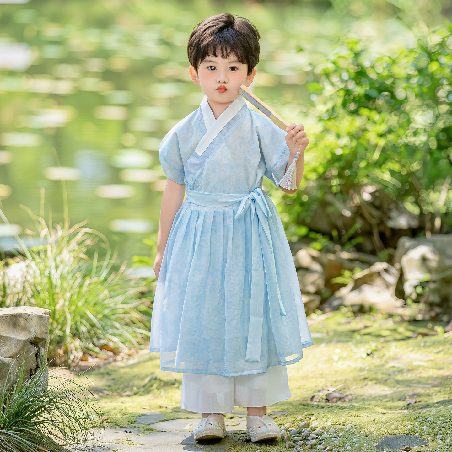 明制汉服男童新中式套装夏季图片