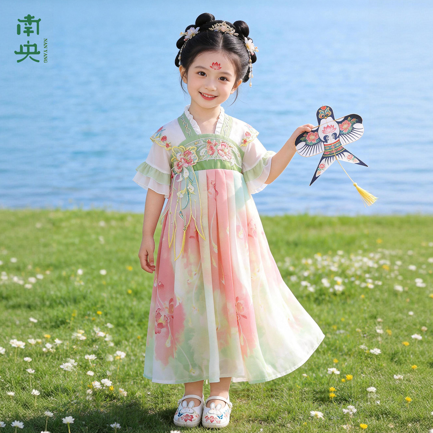 南央汉服女童襦裙夏季薄款短袖古风连衣裙儿童中式国风裙子小女孩