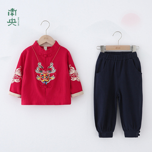 男童汉服中国风套装春秋季唐装儿童虎年宝宝周岁礼服纯棉抓周服装