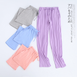 纯棉男女士睡裤家居长裤 莫代尔春秋薄款休闲宽松舒适大码晨练裤