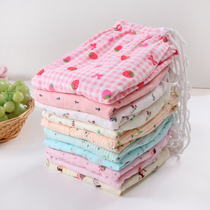 春夏秋新款睡裤女士长裤针织日系纯棉家居裤全棉双层纱布长裤宽松