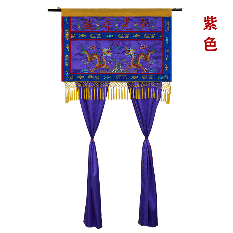 精品龙门刺绣甘露门开门帘横幅背景布花门荷花挂帘可以定制一米u.