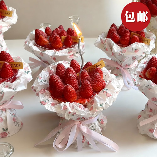 网红圣诞节草莓花束蛋糕