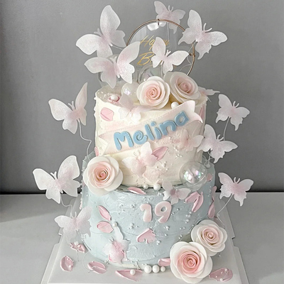 仙女风蝴蝶花朵蛋糕装饰插件