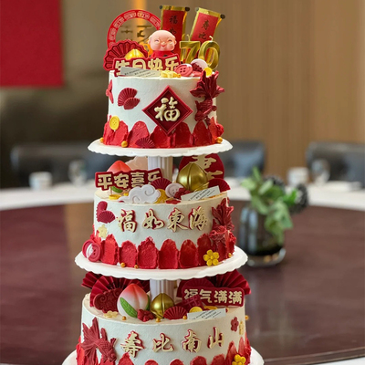 寿比南山福如东海祝寿生日蛋糕