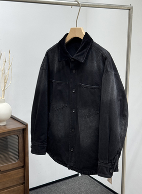 冬季男士牛仔羽绒服潮牌宽松工装休闲重工水洗白鸭绒翻领夹克外套