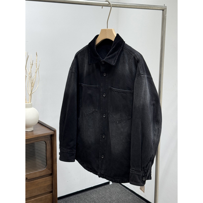 冬季男士牛仔羽绒服潮牌宽松工装休闲重工水洗白鸭绒翻领夹克外套