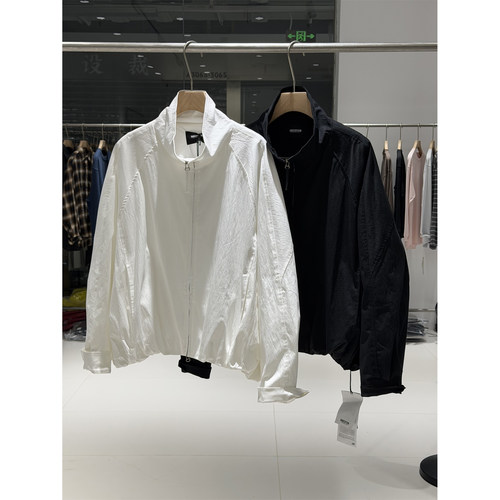 韩系通勤秋季新款蝙蝠袖夹克男纯色宽松净版休闲阔版飞行服外套潮