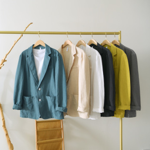 休闲棉麻西服单西外套 天然透气舒适2025年春夏男士 70苎麻 30棉