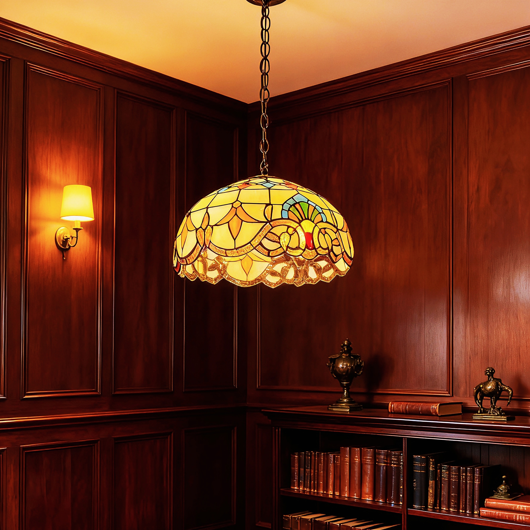 欧式复古简约餐厅创意个性美式铁艺酒吧台卧室琉璃灯田园玻璃吊灯