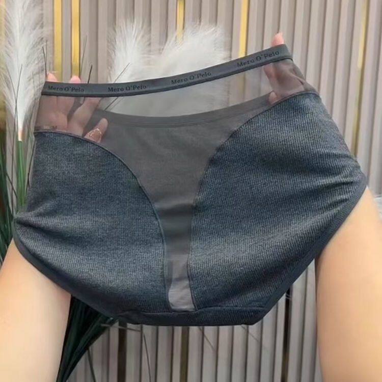 高腰字母性感网纱无痕三角裤女士大码莫代尔透气抑菌棉裆舒适内裤