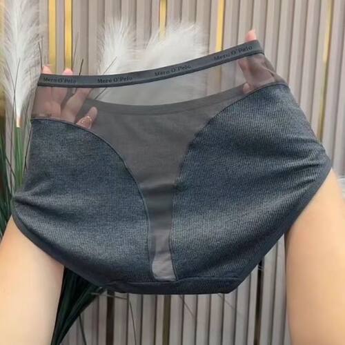 高腰字母性感网纱无痕三角裤女士大码莫代尔透气抑菌棉裆舒适内裤