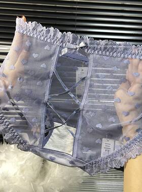 高腰无痕新款女内裤女士镂空透气蕾丝网纱三角裤mm性感网红透