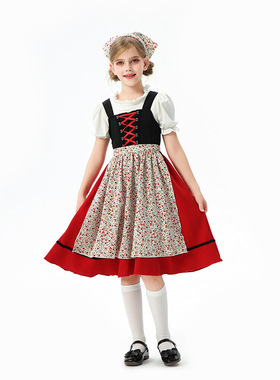 巴伐利亚儿童服装欧洲田园风女童农场庄园德国慕尼黑啤酒节女仆装