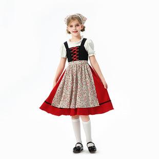 巴伐利亚儿童服装 欧洲田园风女童农场庄园德国慕尼黑啤酒节女仆装