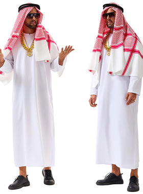 中东阿拉伯风情服饰套装长袍男女迪拜土豪阿联酋cosplay演出服
