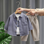 痞帅男式 小童装 男童春装 韩版 套装 宝宝洋气衣服儿童时髦三件套潮