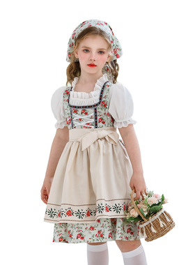 草原殖民地儿童服装啤酒节女仆装田园女童Lolita农场Dirndl连衣裙