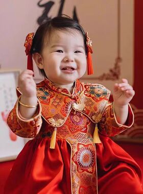 周岁礼服2026新款儿童礼服女宝宝中国风唐装抓周礼服周岁生日宴