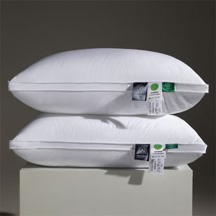 希尔顿酒店同款100支全棉缎纹立体枕芯单人护颈羽丝绒纯棉软枕头2