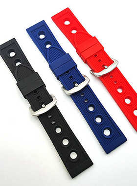 24mm代用百年灵复仇者硅橡胶表带男款大透气孔手表链 防尘防水