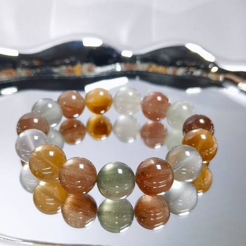 天然彩兔毛手链多宝水晶手串