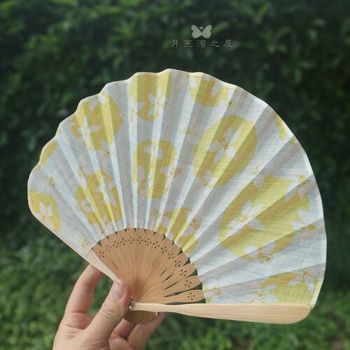 古风仙气竹骨棉麻面折扇