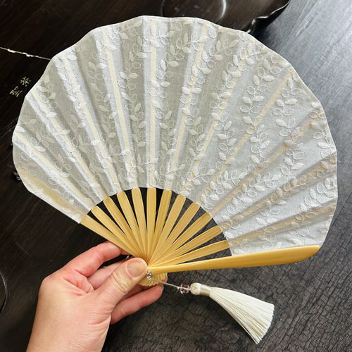 刺绣花朵女扇古典汉服扇子贝壳扇