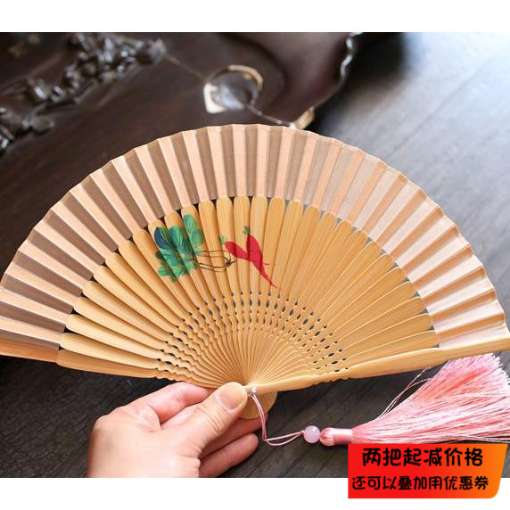 迷你5寸日本竹柄复古风小扇子