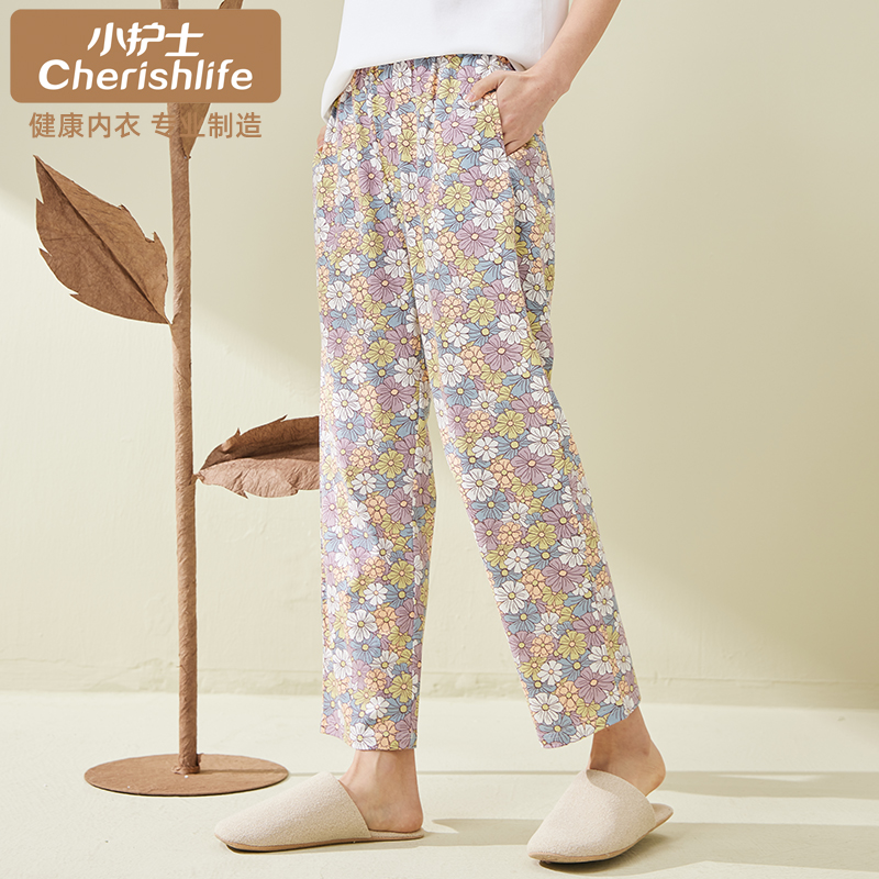 小护士纯棉印花九分裤女夏季薄款
