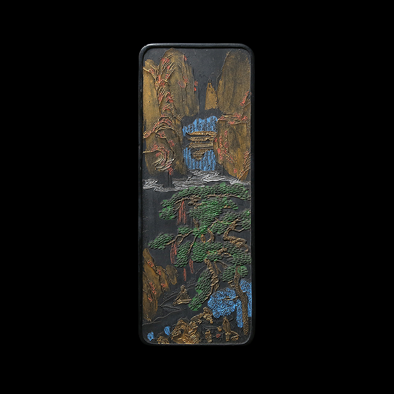 国家非遗 198年制 清代乾隆老墨版《松间高逸图》曹素功收藏老墨