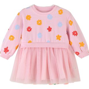 铅笔俱乐部童装2025年春秋新款女小童连衣裙儿童假两件卫衣裙子