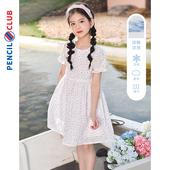 新款 铅笔俱乐部童装 2025夏装 女童连衣裙中大童裙子儿童收腰碎花裙