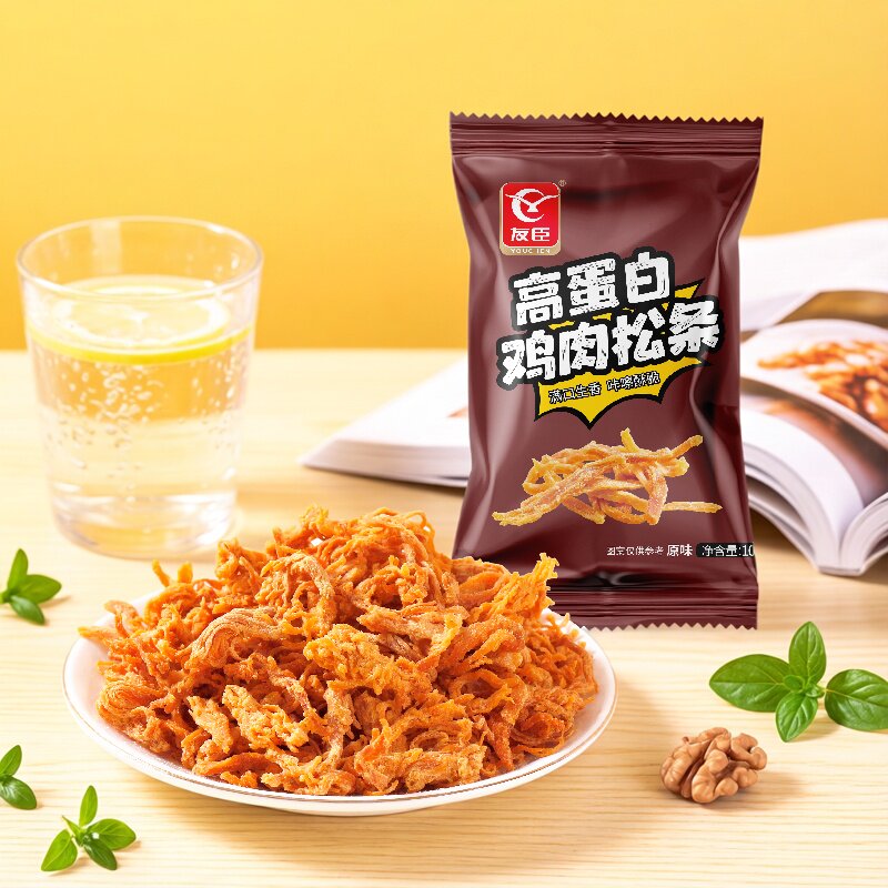 友臣肉松高蛋白鸡肉松条袋装零食休闲非油炸食品香脆鸡肉独立包装