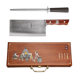 折影收藏级高硬度DC53模具钢切片菜刀家用商用手工锻打礼盒套刀具