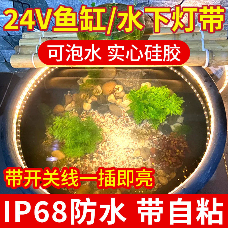 新款灯带古法养鱼鱼缸造景专用led灯带防水鱼池水池低压24V水下灯