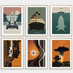 现代简约电影海报装 饰画客厅墙画诺丁山盗梦空间星际穿越影院挂画